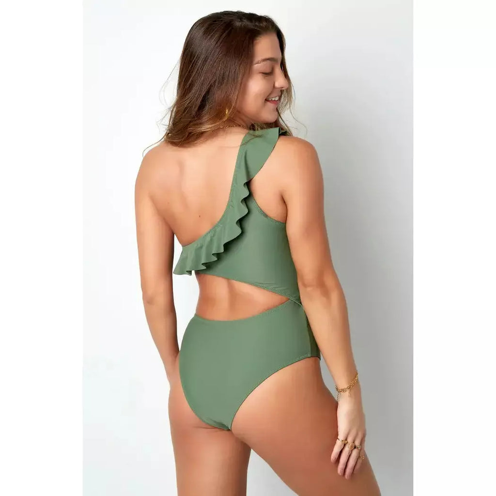 Asymmetrical one piece swimsuit