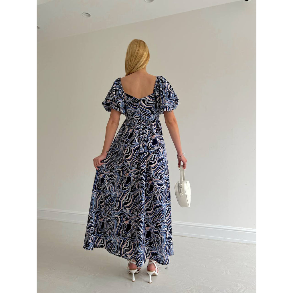 Maxi Dress with Puffy Sleeves